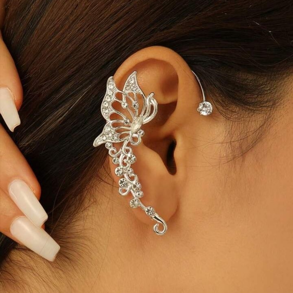 *NIP* Elegant Silver Butterfly Ear Cuffs